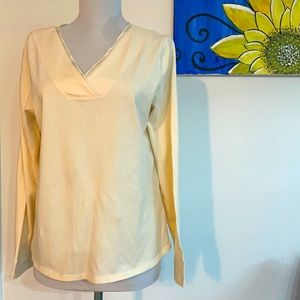 J.Jill-100% soft cotton V neck ribbon  top